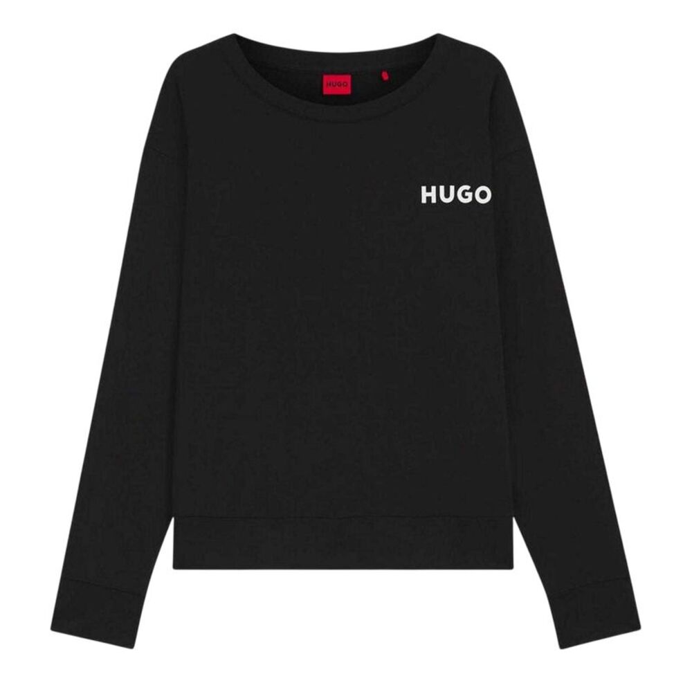 Hugo Womens/Ladies Unite Logo Relaxed Fit Long-Sleeved Pajama Top / Black